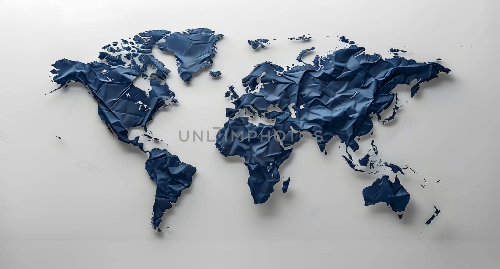 A trendy fashion accessory featuring an electric blue map of the world on a white background. The design is intricate and stylish, making it a unique addition to any outfit