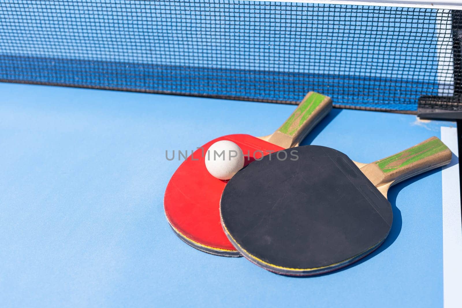 table tennis ball and paddle. High quality photo