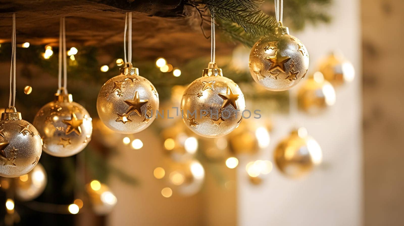 Christmas tree decorations for the English country cottage, home decor, house in the countryside and holiday celebration inspiration
