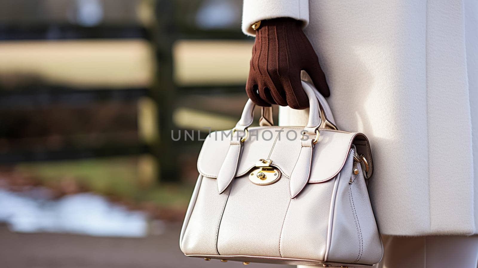 Fashion, accessory and style, autumn winter womenswear clothing collection, woman wearing elegant clothes, gloves and handbag, English countryside look by Anneleven