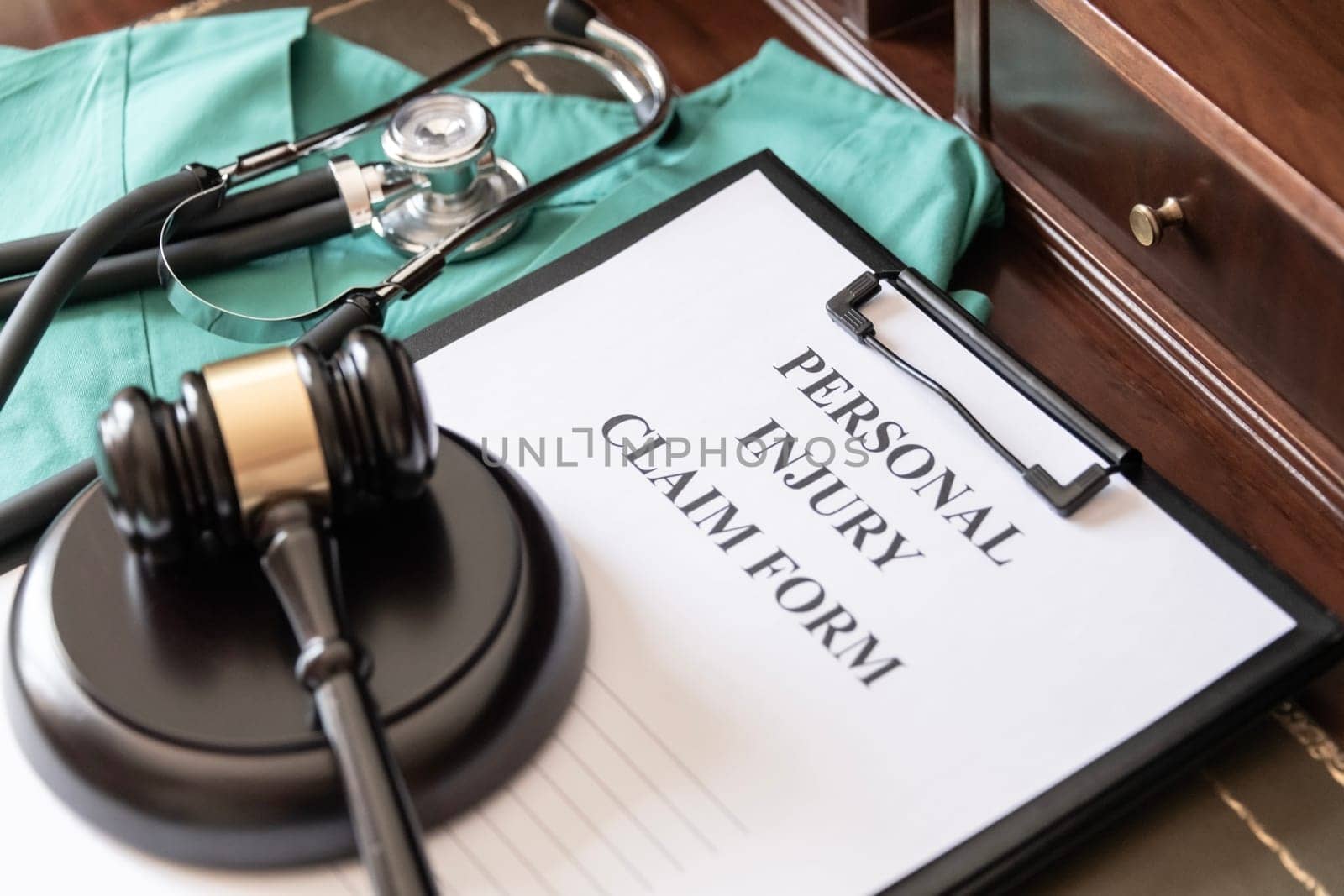 Medical Claim Form with Stethoscope on Doctor's Desk