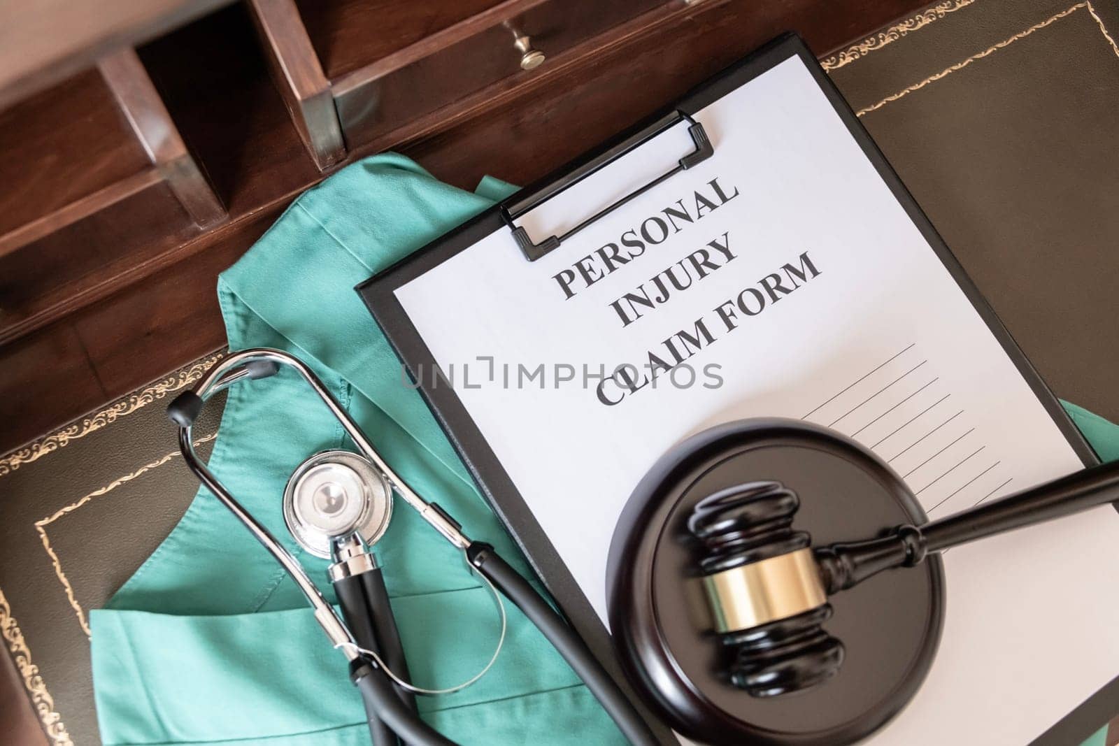 Medical Claim Form with Stethoscope on Doctor's Desk