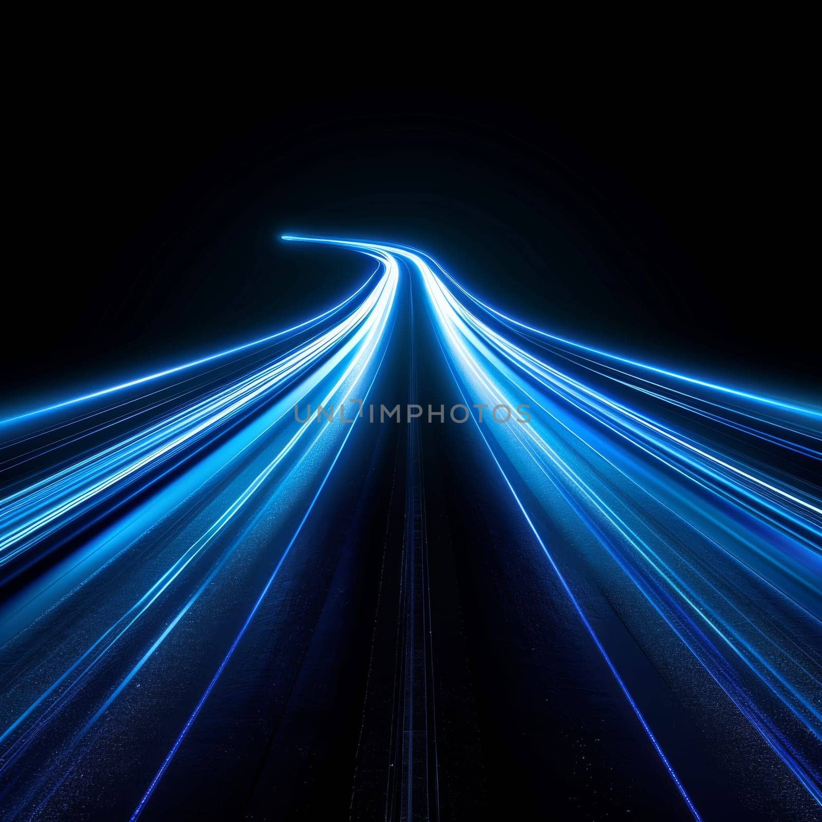 A long blue line with a bright light in the middle. The line is curved and he is moving