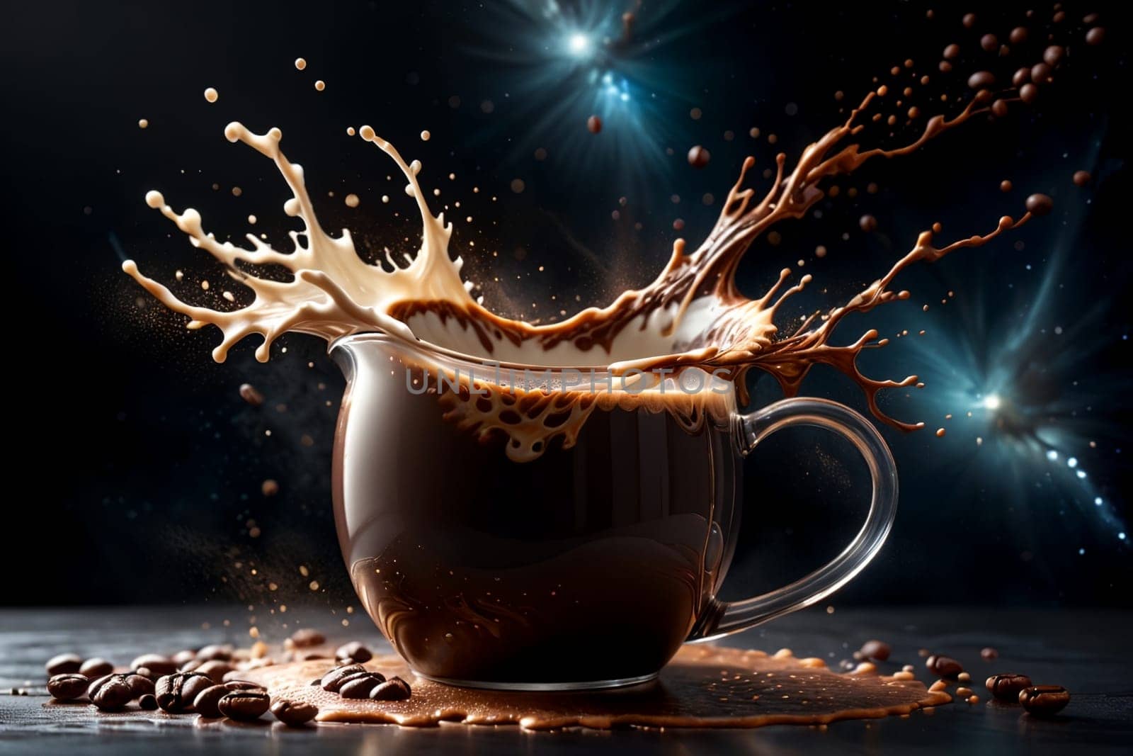 prepared cappuccino in a cup with milk .