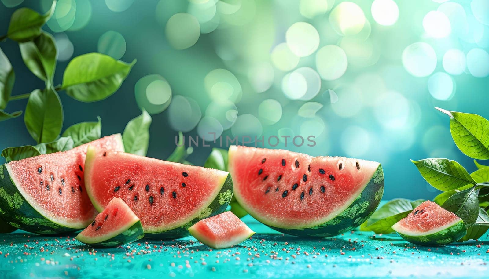 A close up of a watermelon with the rind still on by AI generated image by wichayada