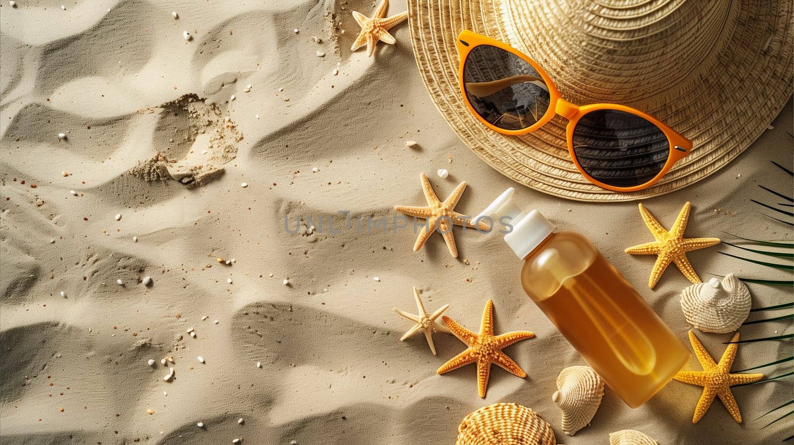 Beach Essentials: Hat, Sunglasses, Starfish, and Sunscreen by Sd28DimoN_1976