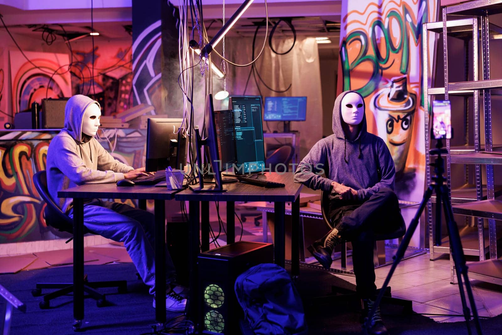 Anonymous hackers streaming online by DCStudio