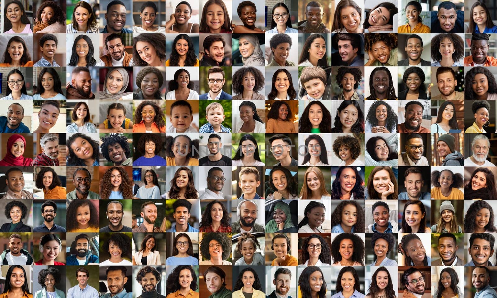 A diverse collection of people's faces, purposefully blurred in this collage, highlighting the beauty of a diverse yet unified society