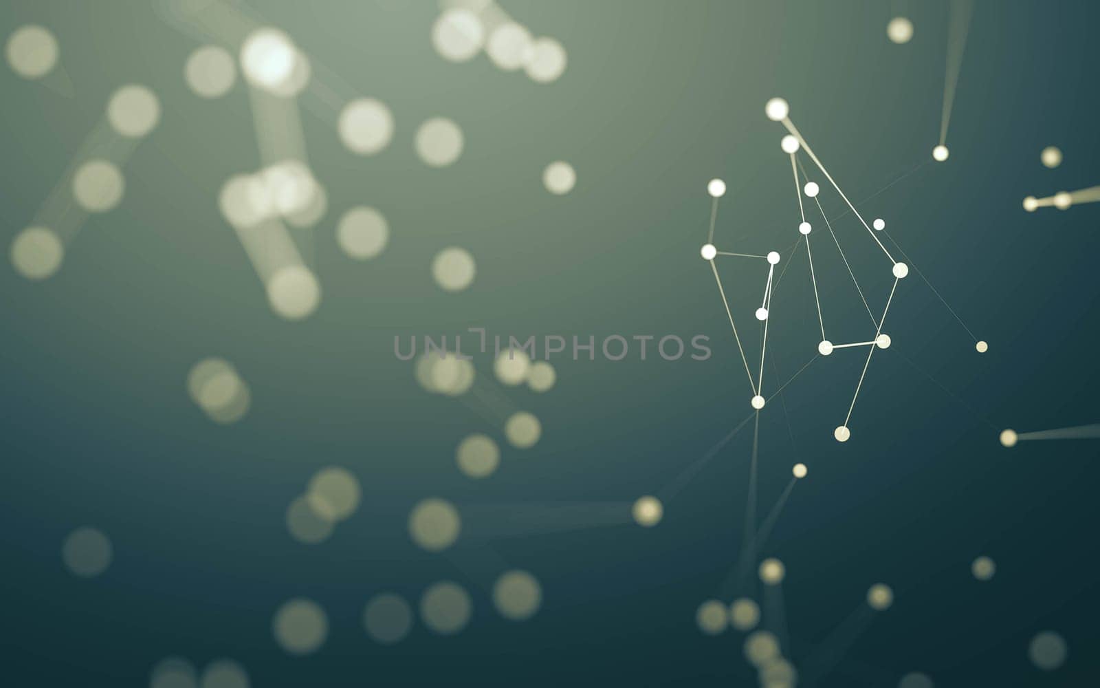 Abstract background. Molecules technology with polygonal shapes, connecting dots and lines. Connection structure. Big data visualization.  by teerawit