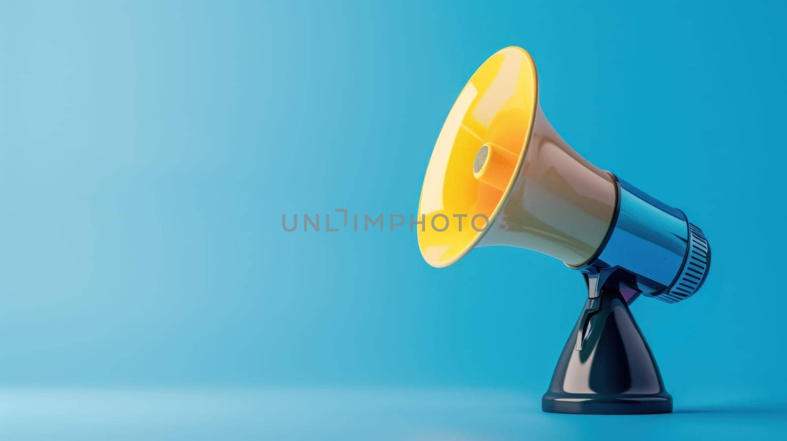 A megaphone is on a bright background.