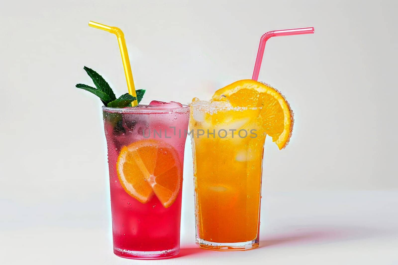 Fresh fruits juice on isolated background, Healthy summer beverage rich in vitamins. Created Generative Ai by matamnad