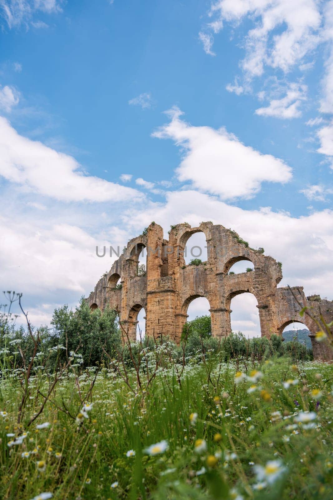 Aqueducts in the ancient city of Aspendos in Antalya, Turkey