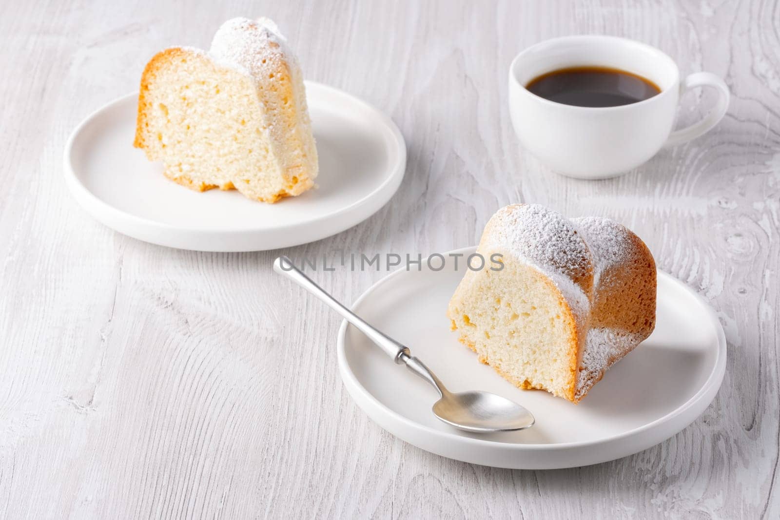 Muffin and coffee for breakfast, with copy space for text.