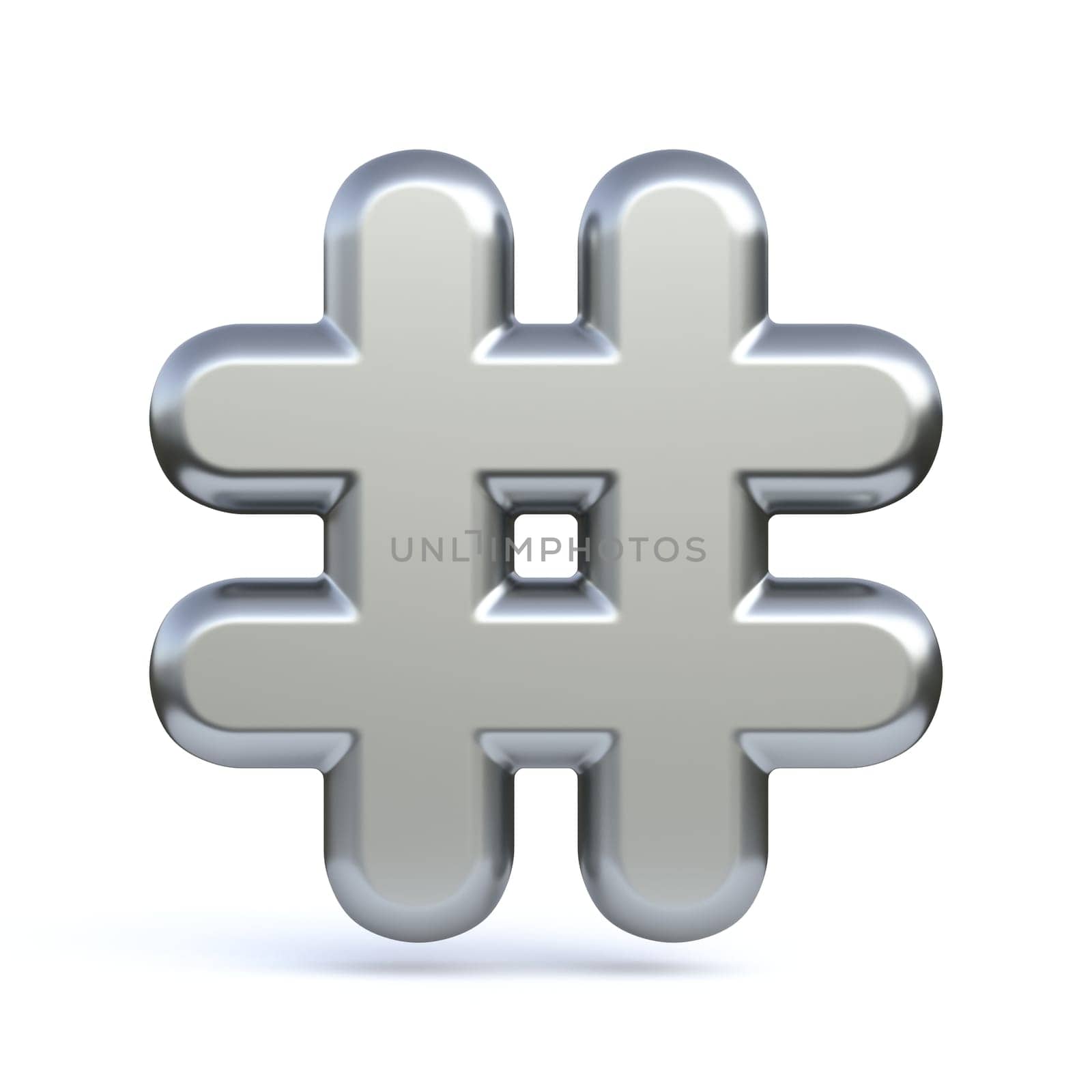 Hashtag sign 3D rendering illustration isolated on white background