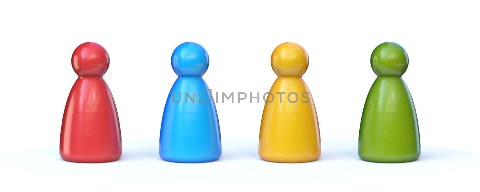 Simple board games pawns 3D rendering illustration isolated on white background