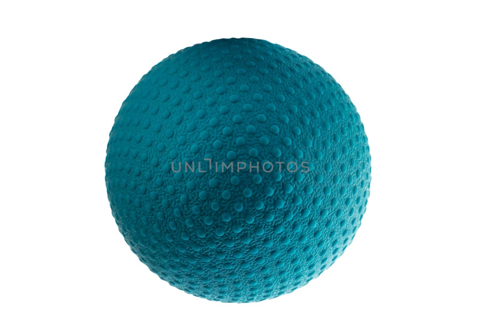 Lacrosse massage ball isolated on white background with clipping path. Blue spherical ball, Rubber lacrosse ball, Selective focus.