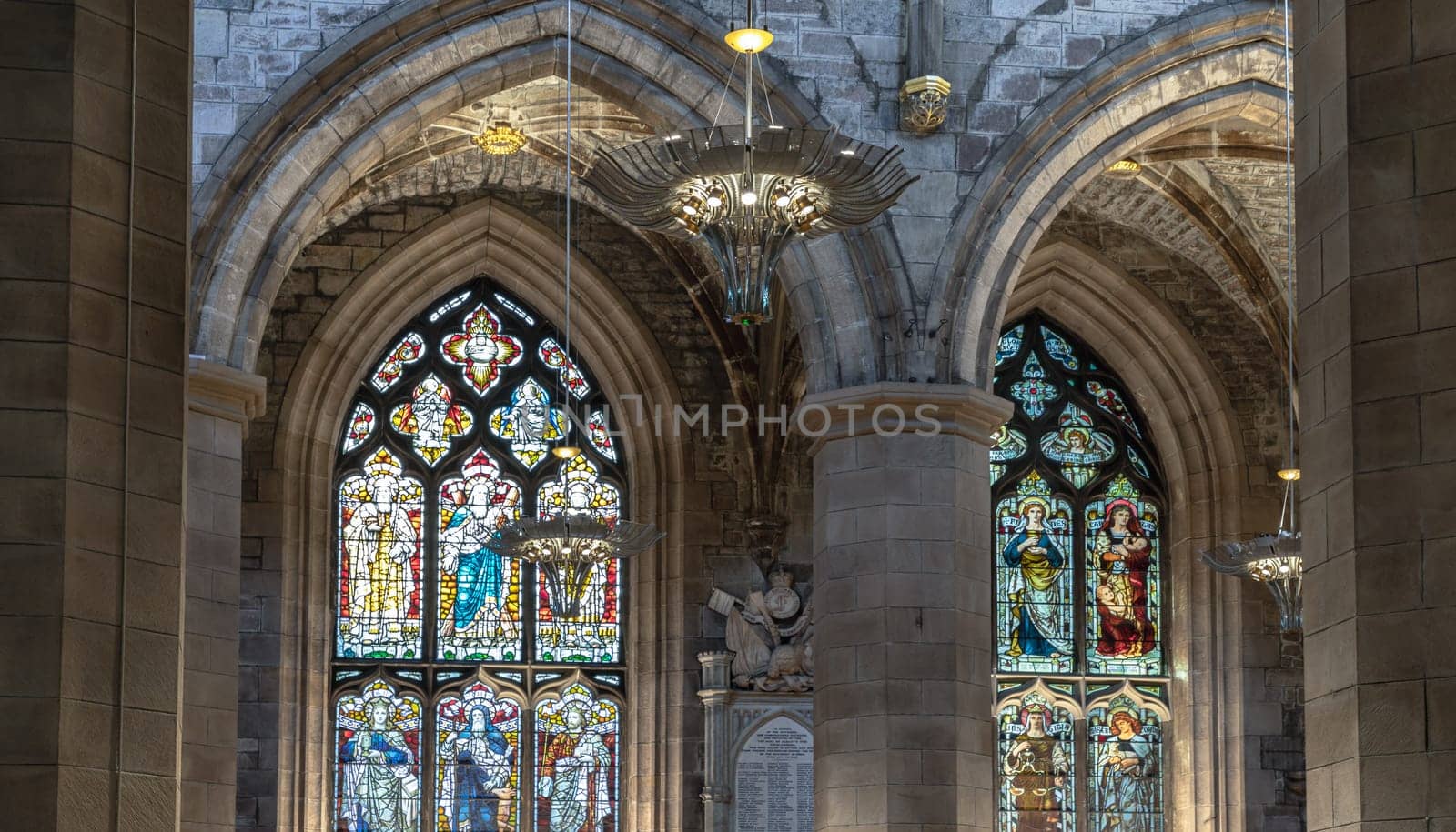 Edinburgh, Scotland - Jan 18, 2024 - Picturesque interior view of The thistle chapel in St Giles' Cathedral or the High Kirk. The most important place of worship in the Edinburgh, Space for text, Selective focus.