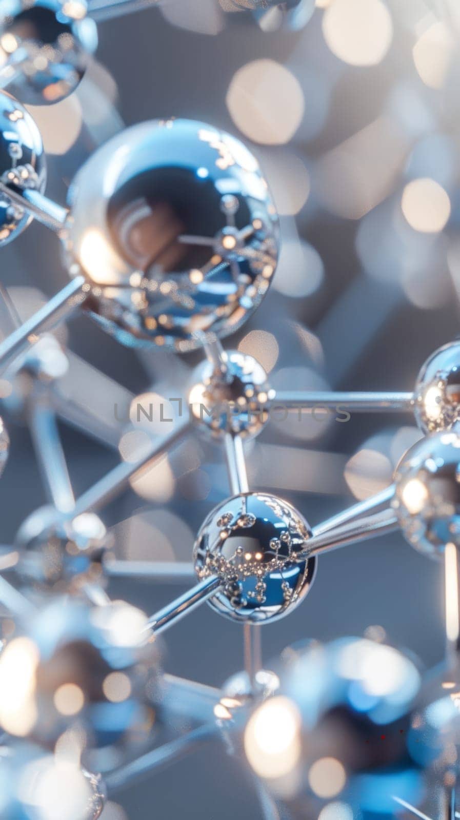Softly illuminated crystalline molecular structures with reflective surfaces offer a visually striking image with a shallow depth of field. by sfinks