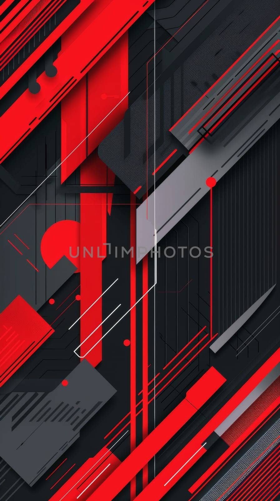 A vivid abstract with red accents commands attention against a monochrome geometric background. Black red abstract geometric presentation. by sfinks