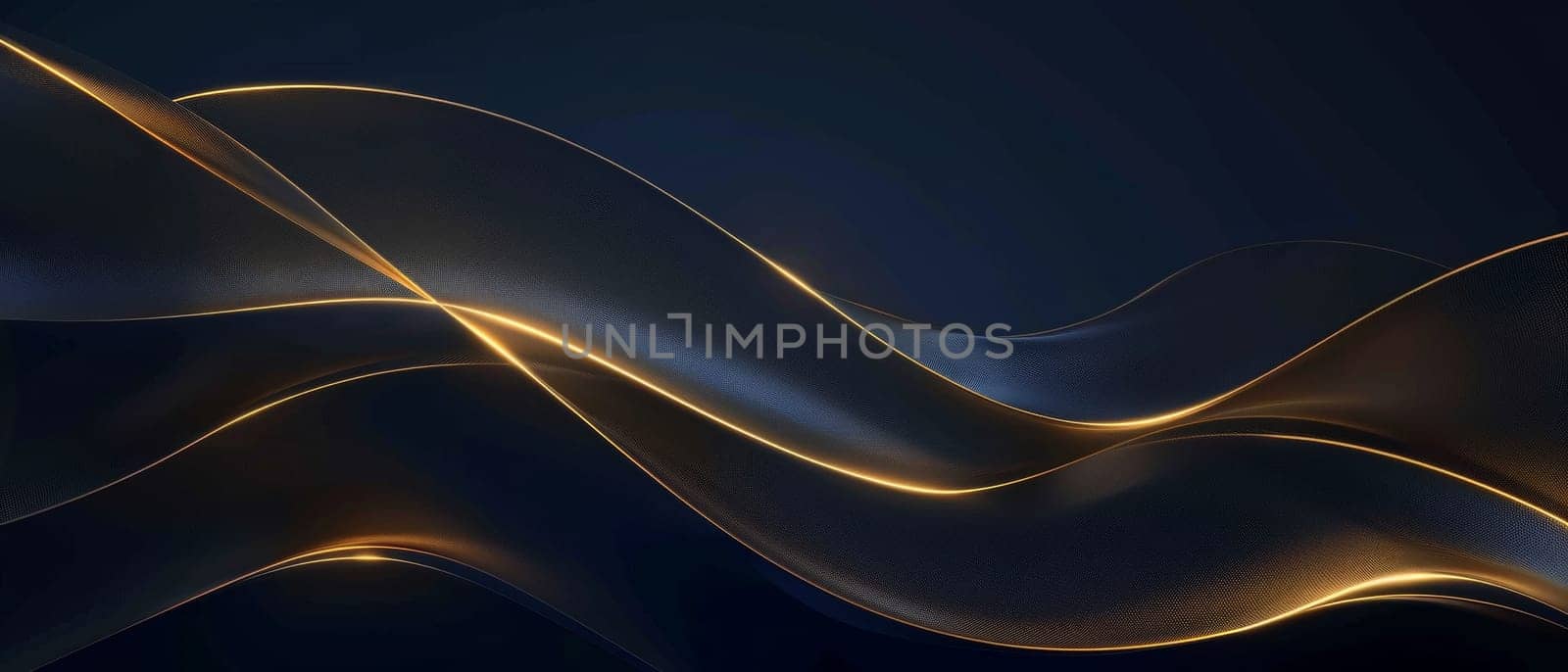 Deep blue waves caress golden streaks, creating a serene, high-resolution abstract image with a sense of luxury and fluidity. Blue gold abstract wave lines background. by sfinks