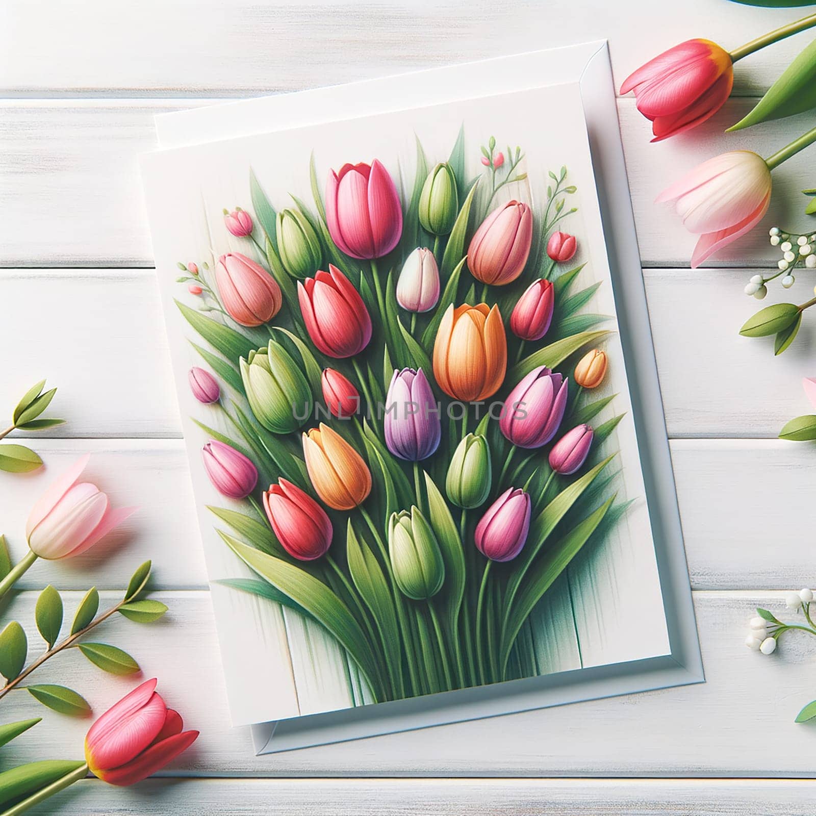 Mother's Day Delight: Floral Greeting Card Mockup by Petrichor