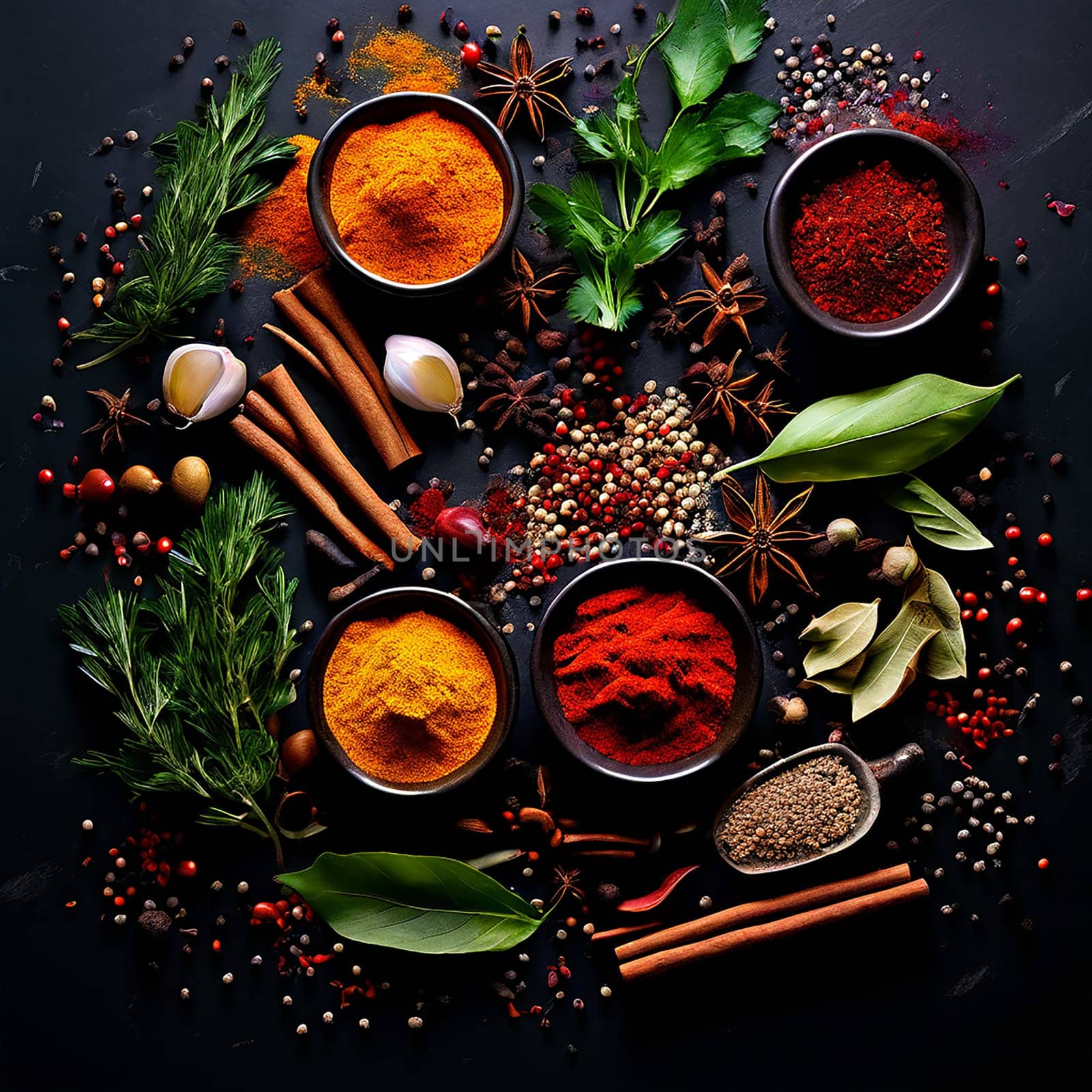 Aromatic Medley: Various Herbs and Spices for Cooking Inspiration by Petrichor