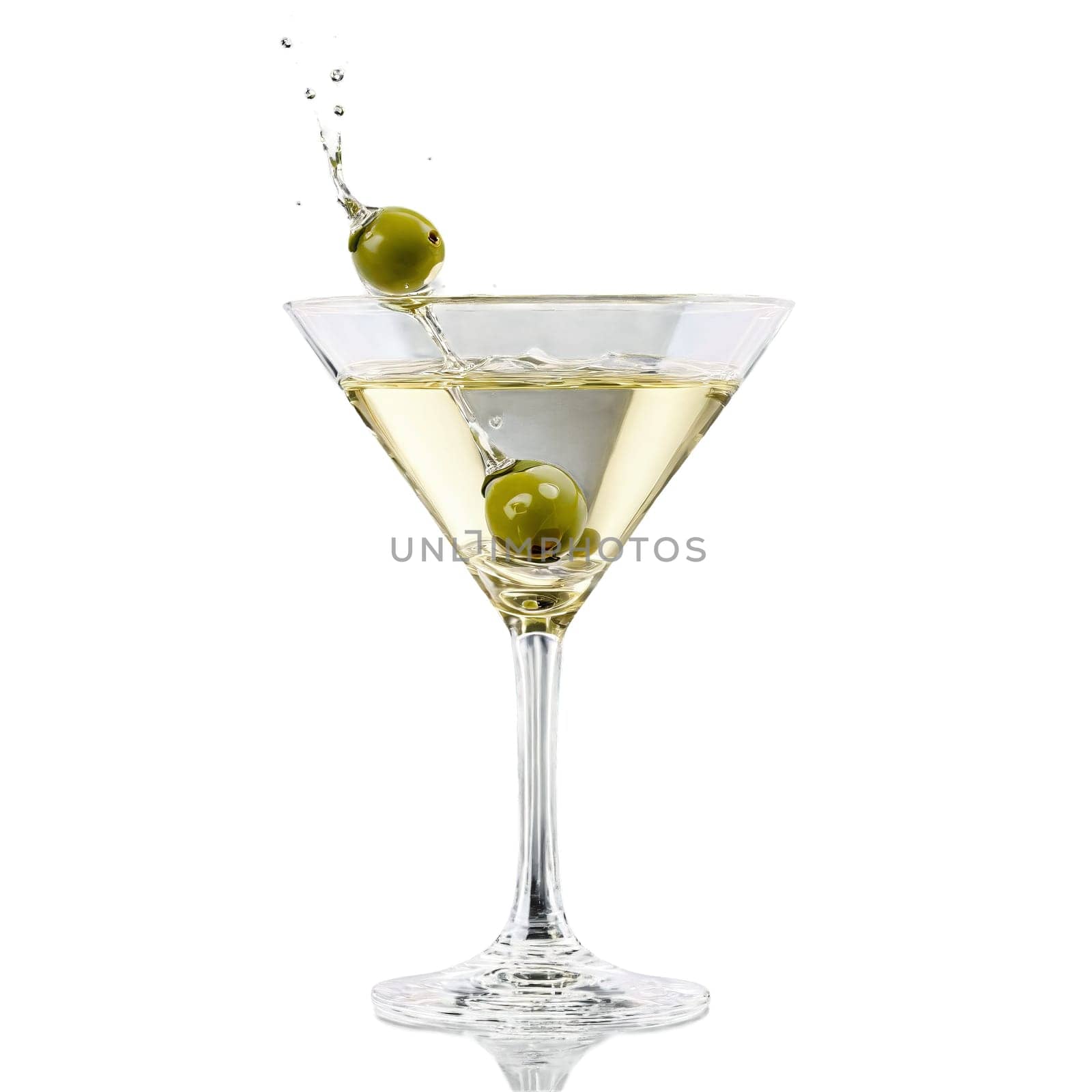 Martini glass sleek inverted cone shape one empty and one filled with clear liquid and by panophotograph