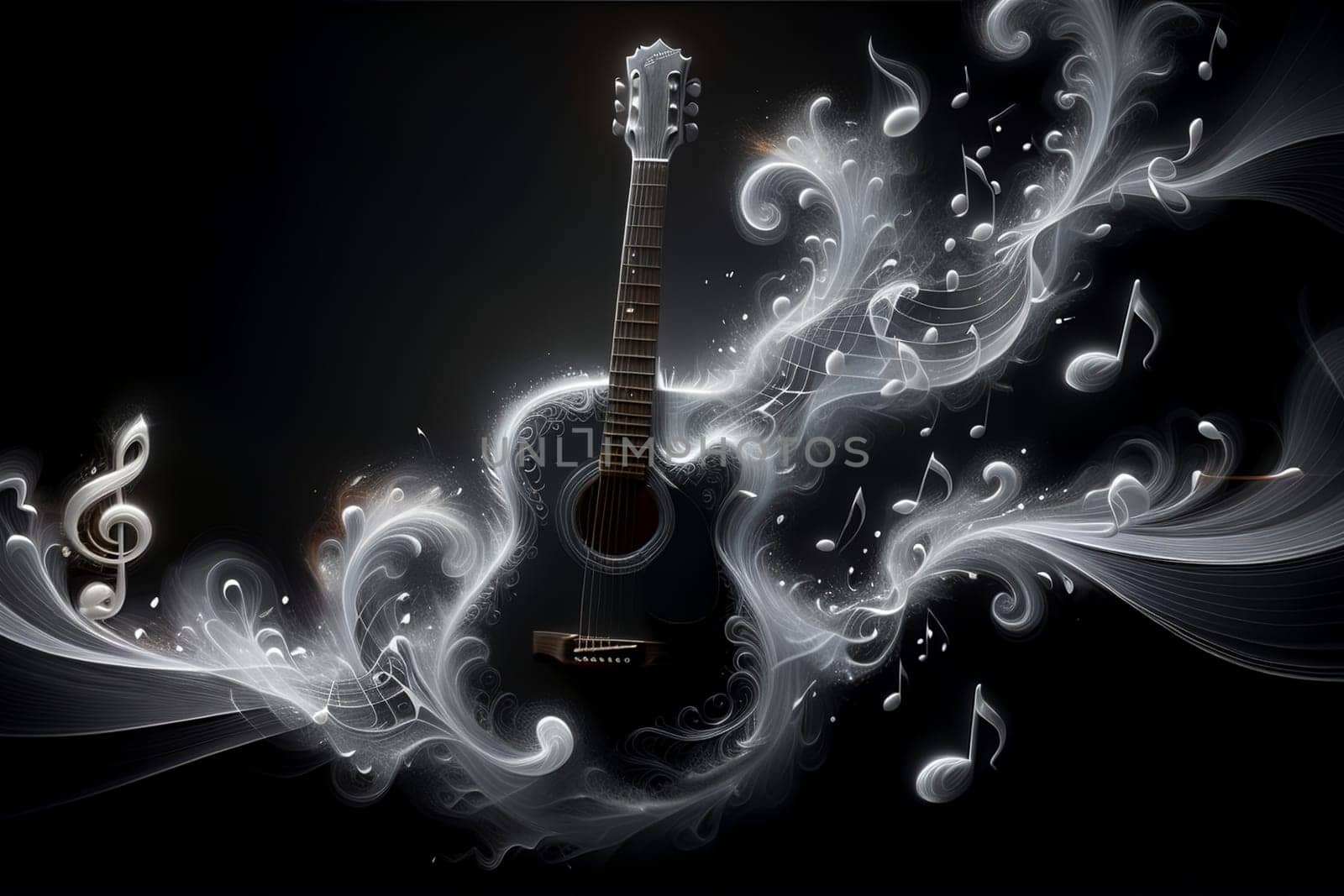abstract musical background with guitar and notes by Rawlik