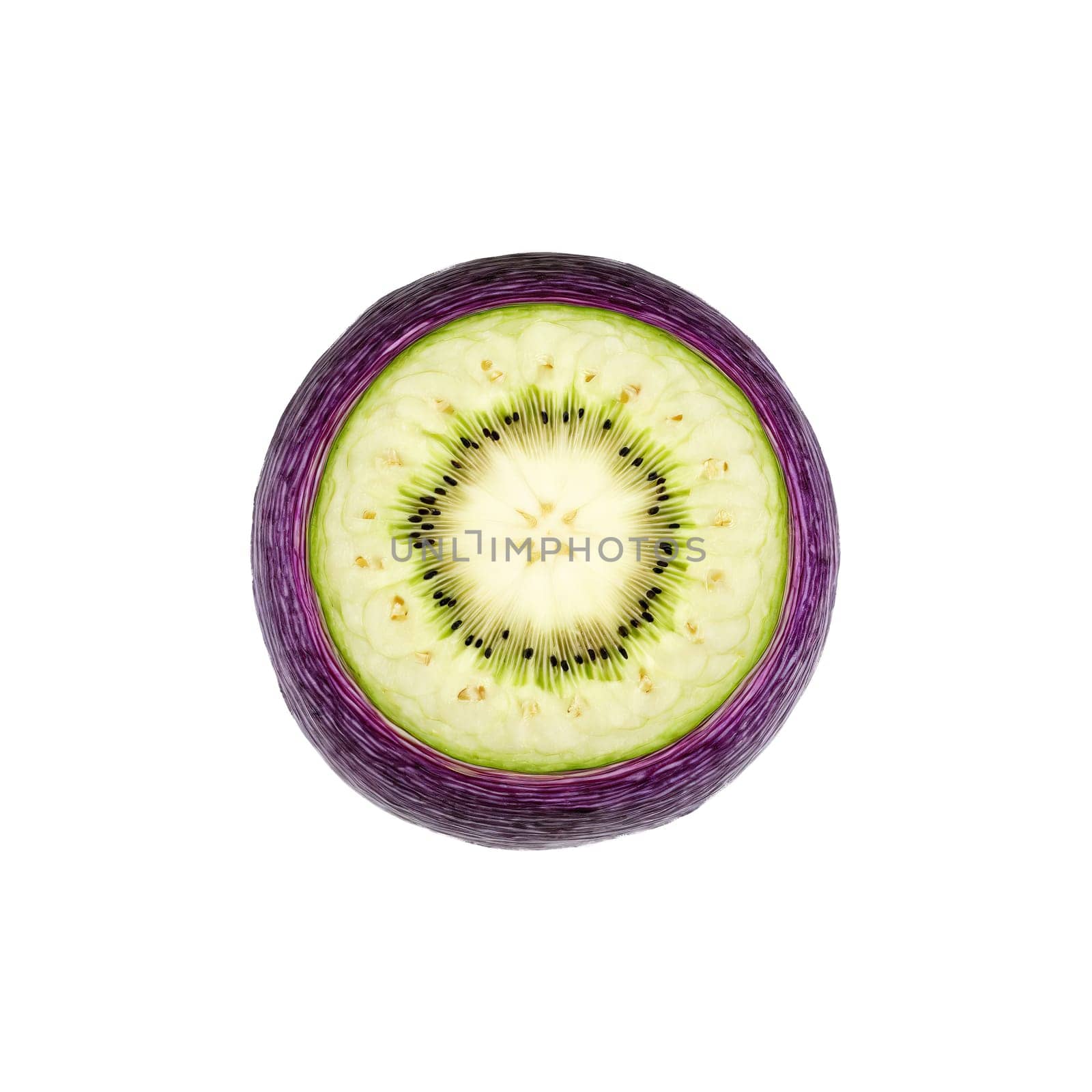 Kohlrabi with sliced rounds and purple skin in dynamic arrangement Food and culinary concept by panophotograph