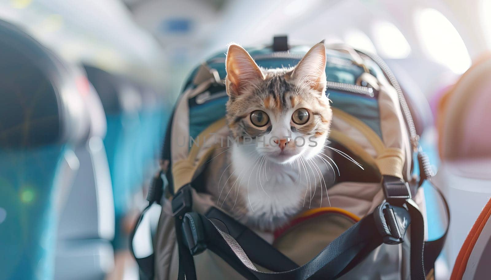 A cat is laying on a red bag with a strap on it by AI generated image by wichayada