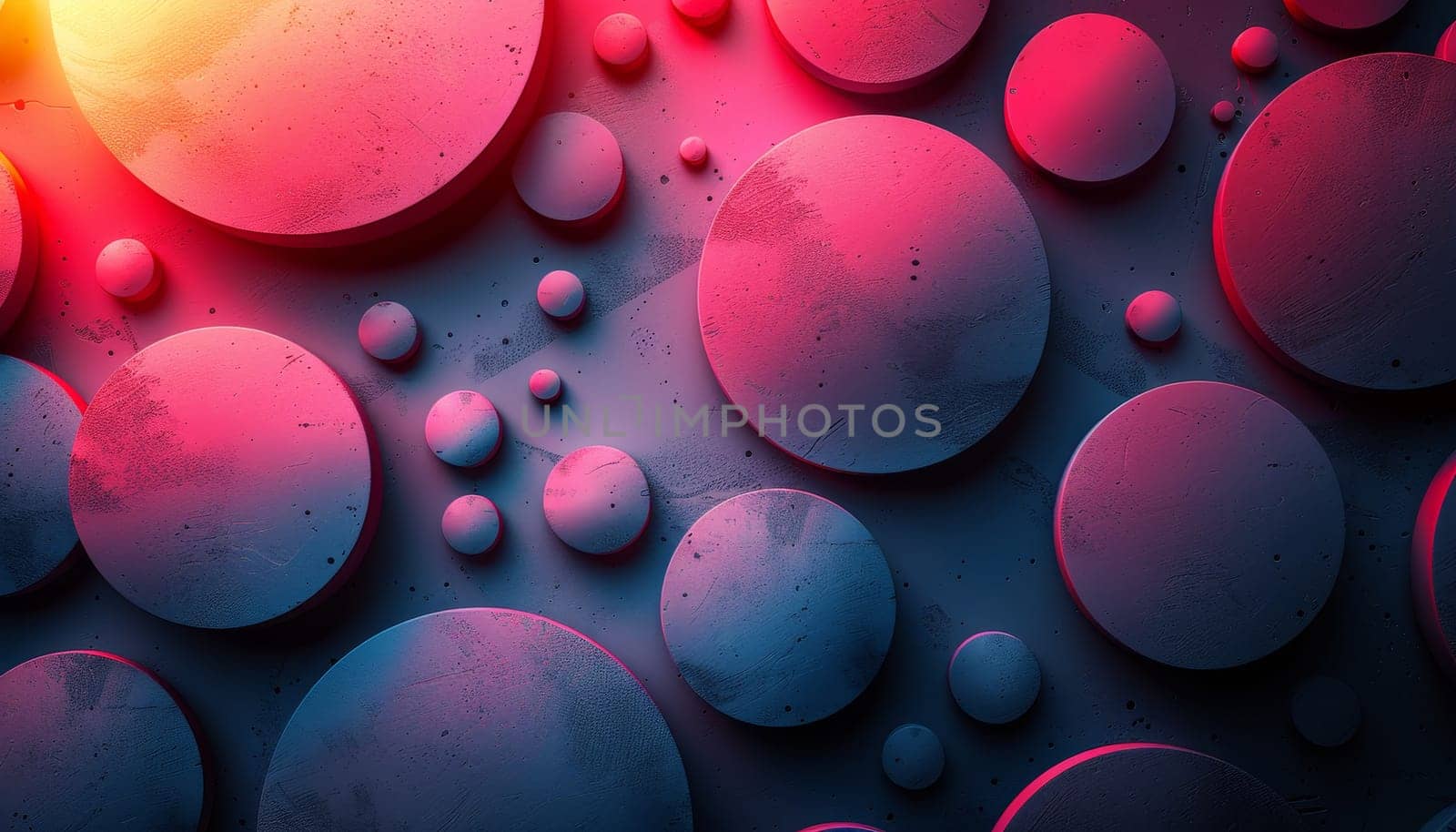 A colorful background of circles with a blue and pink hue by AI generated image.