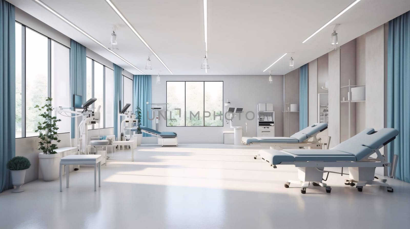 Hospital and doctors help: 3d rendering x-ray room in modern hospital with medical equipment