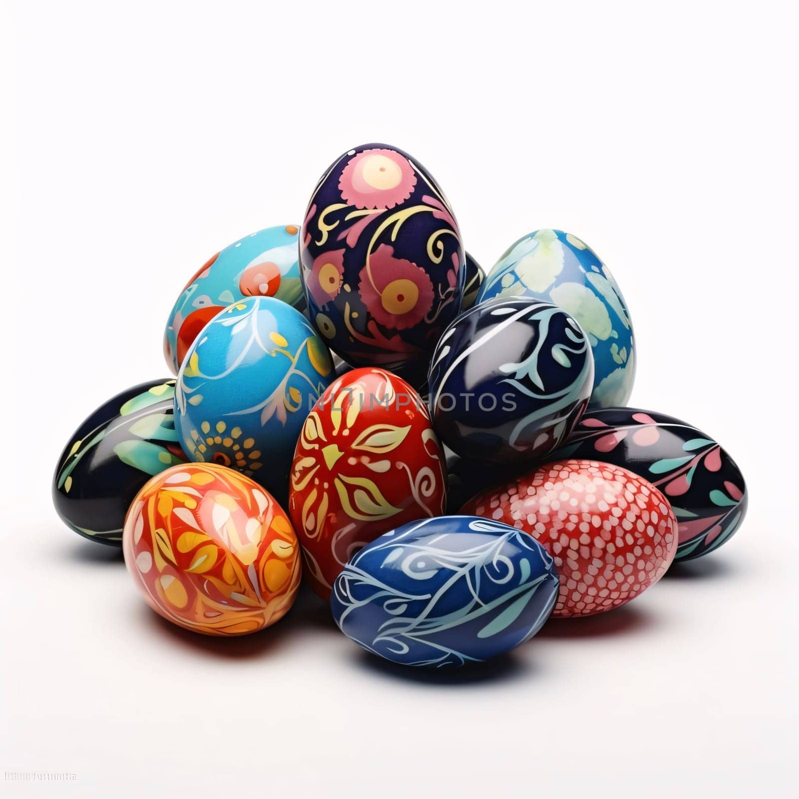 Feasts of the Lord's Resurrection: Colorful easter eggs isolated on white background with clipping path.