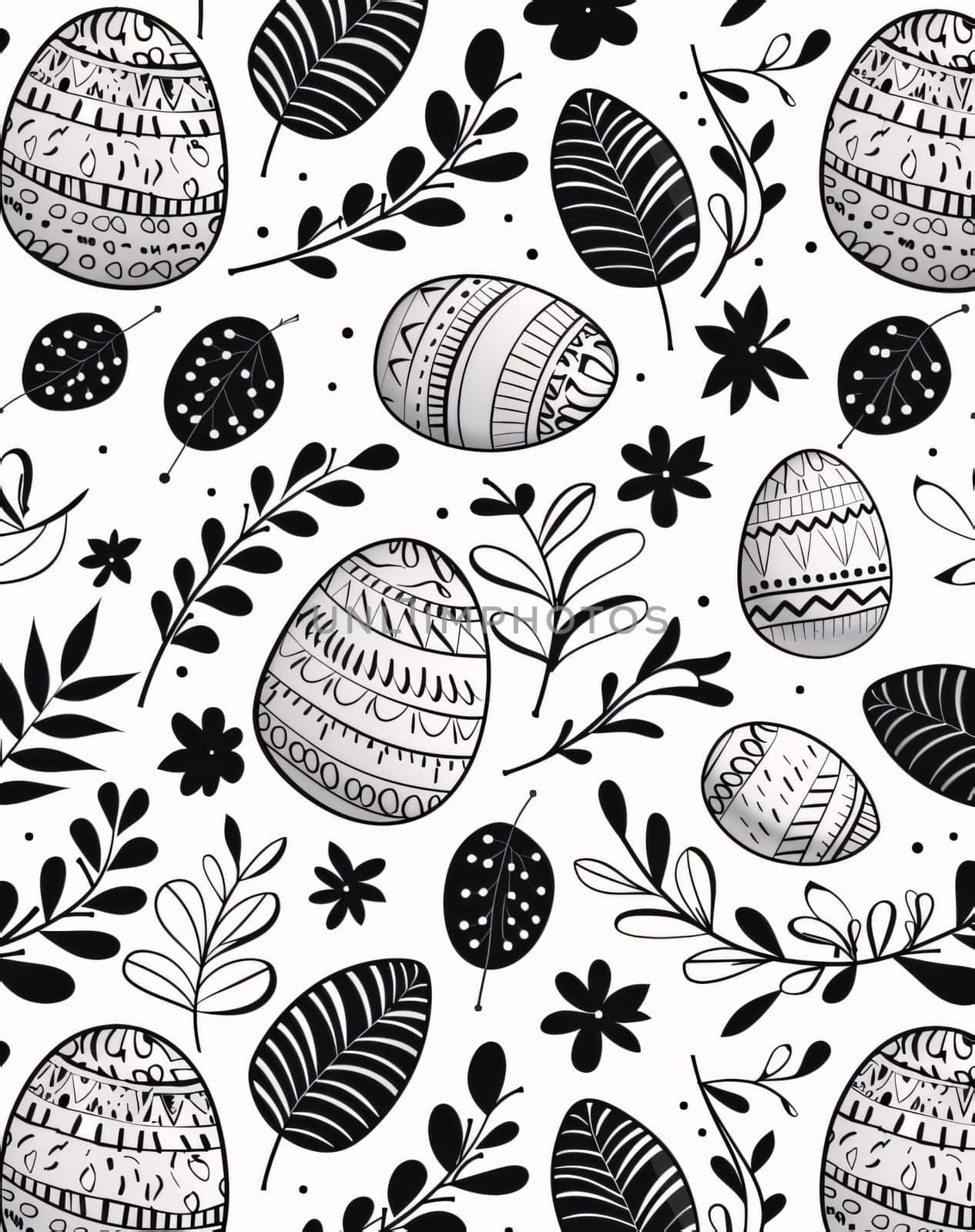 Seamless pattern with black and white Easter eggs. Vector illustration. by ThemesS