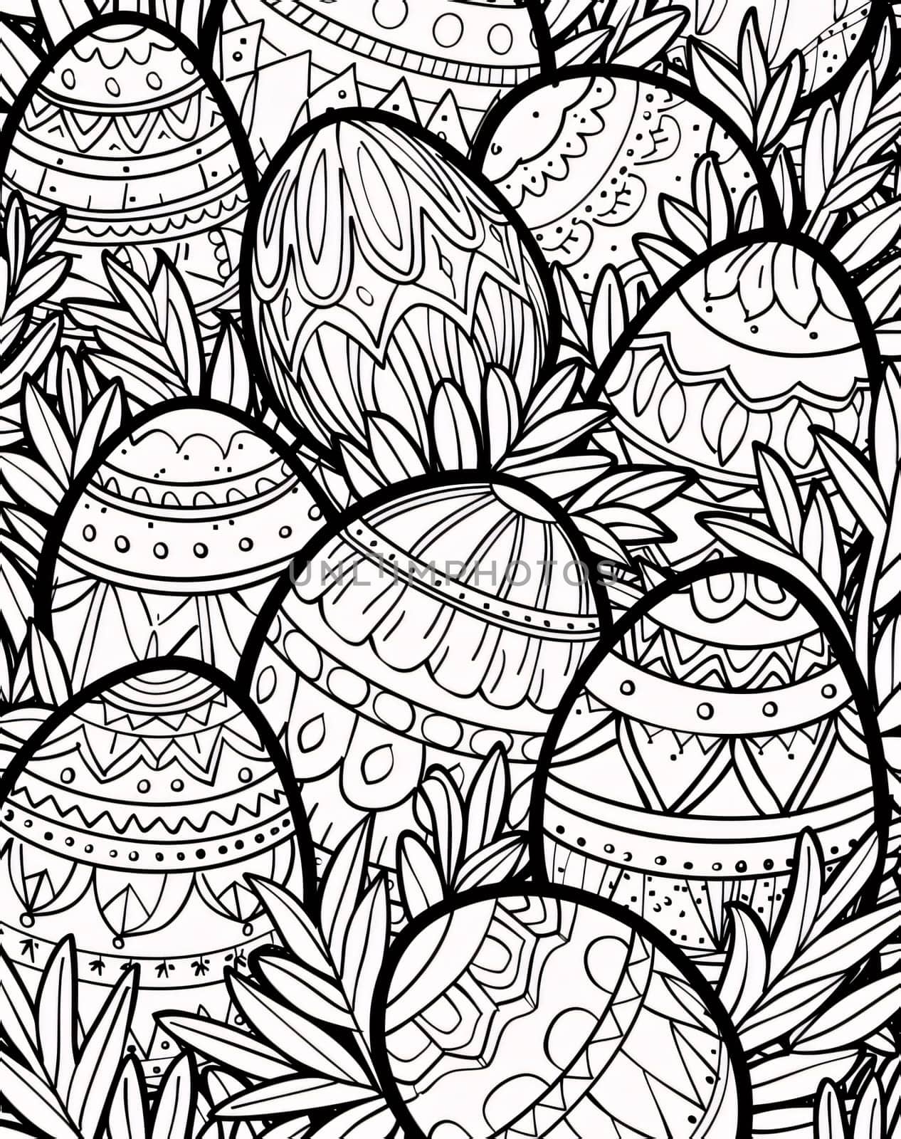 Feasts of the Lord's Resurrection: Black and white seamless pattern with easter eggs. Vector illustration.