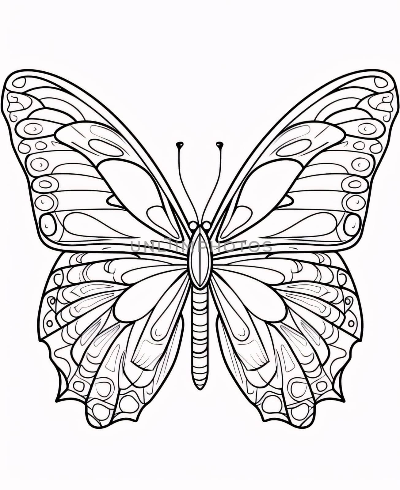 Beautiful spring illustration: Beautiful butterfly for coloring book. Outline hand drawn vector illustration.