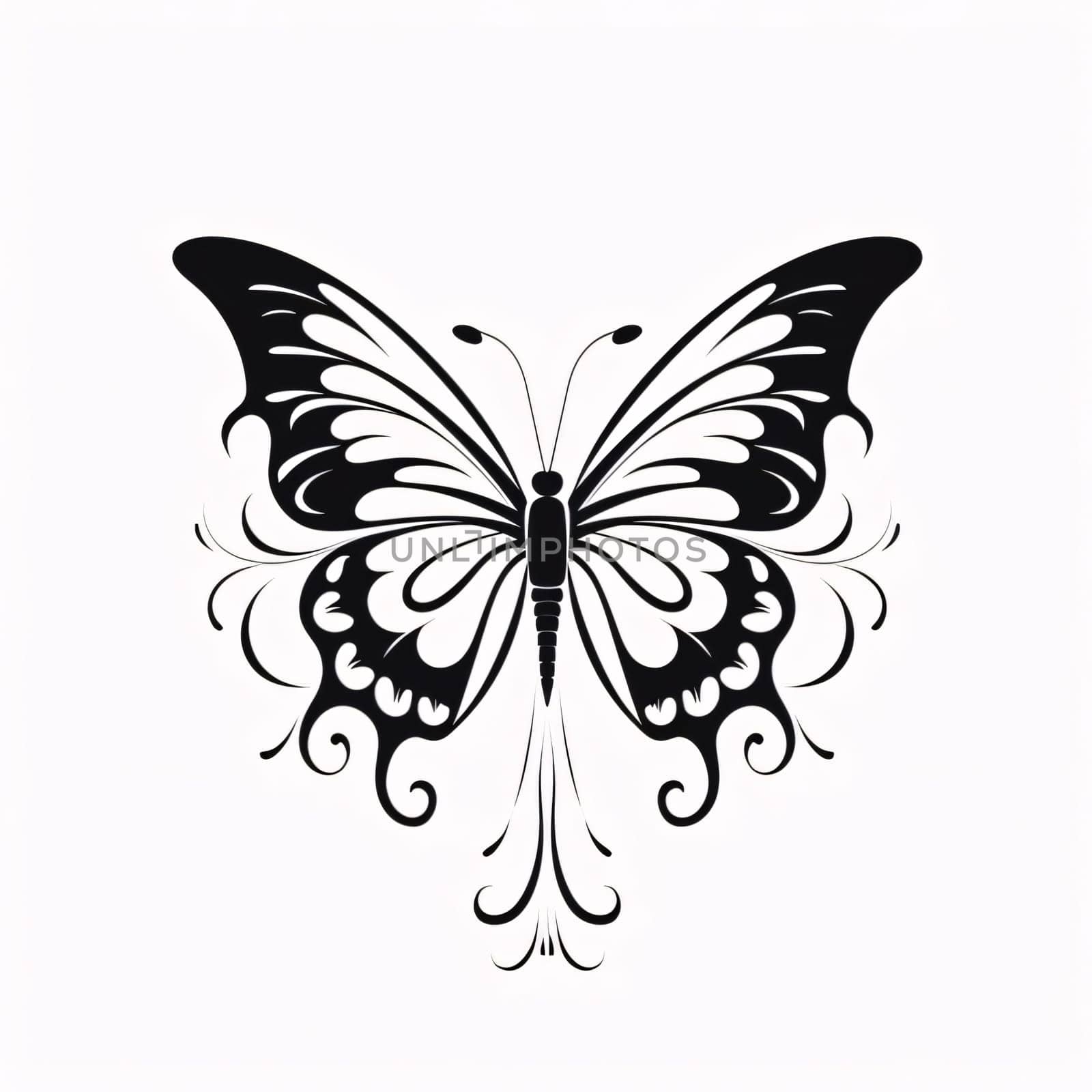 Beautiful spring illustration: Butterfly silhouette on a white background. Vector illustration for your design