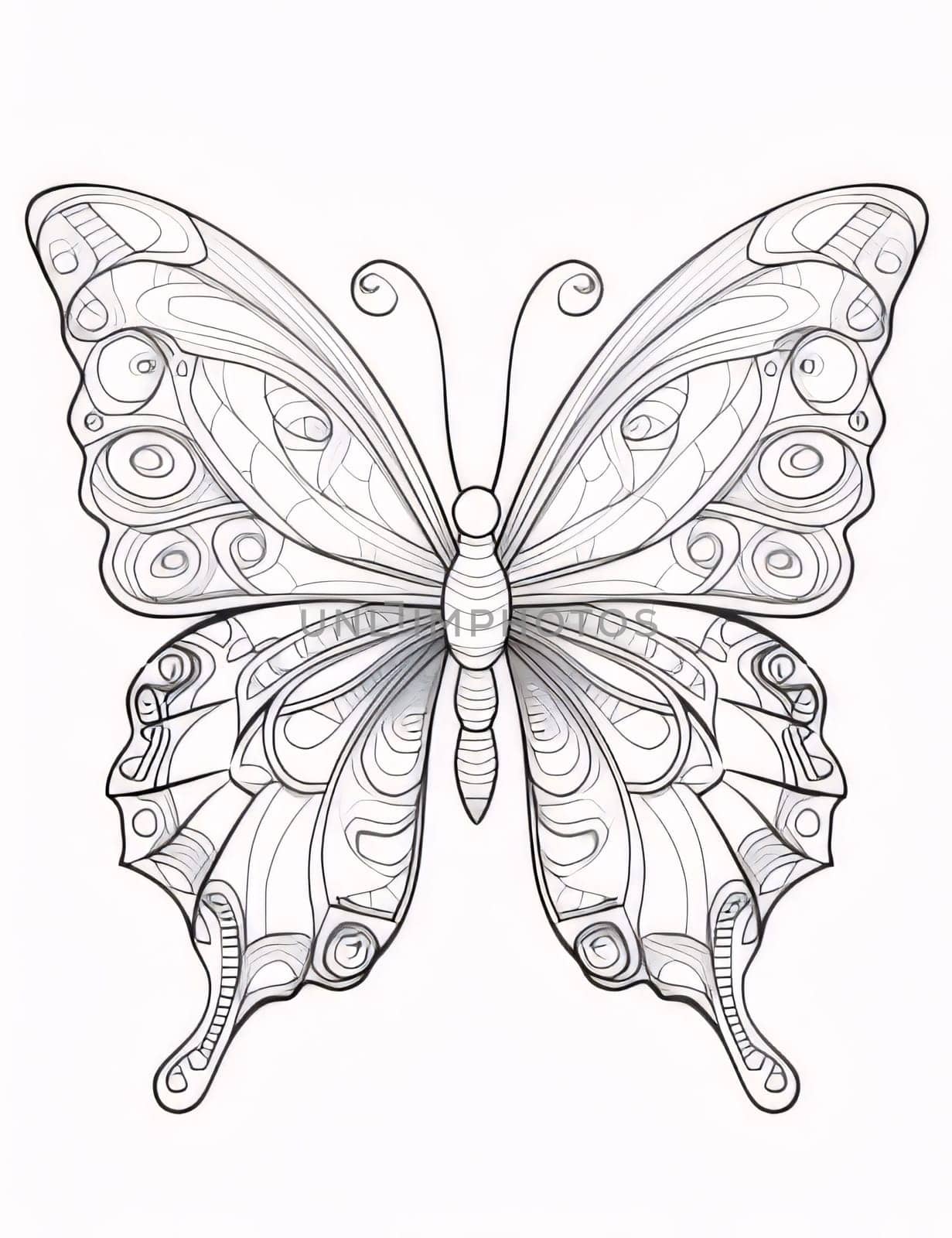 Butterfly coloring book for adults. Black and white vector illustration. by ThemesS