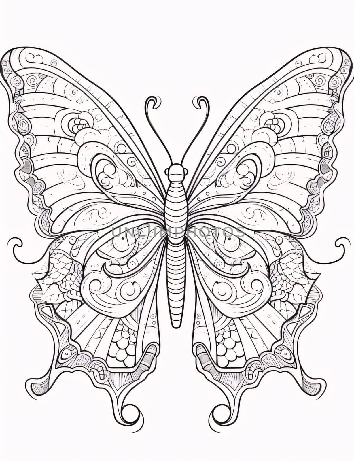 Butterfly coloring page. Vector illustration. Black and white. by ThemesS