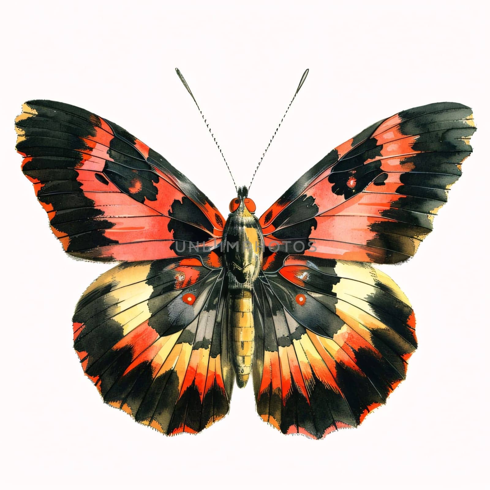 Beautiful spring illustration: butterfly isolated on white background. watercolor painting. high quality illustration