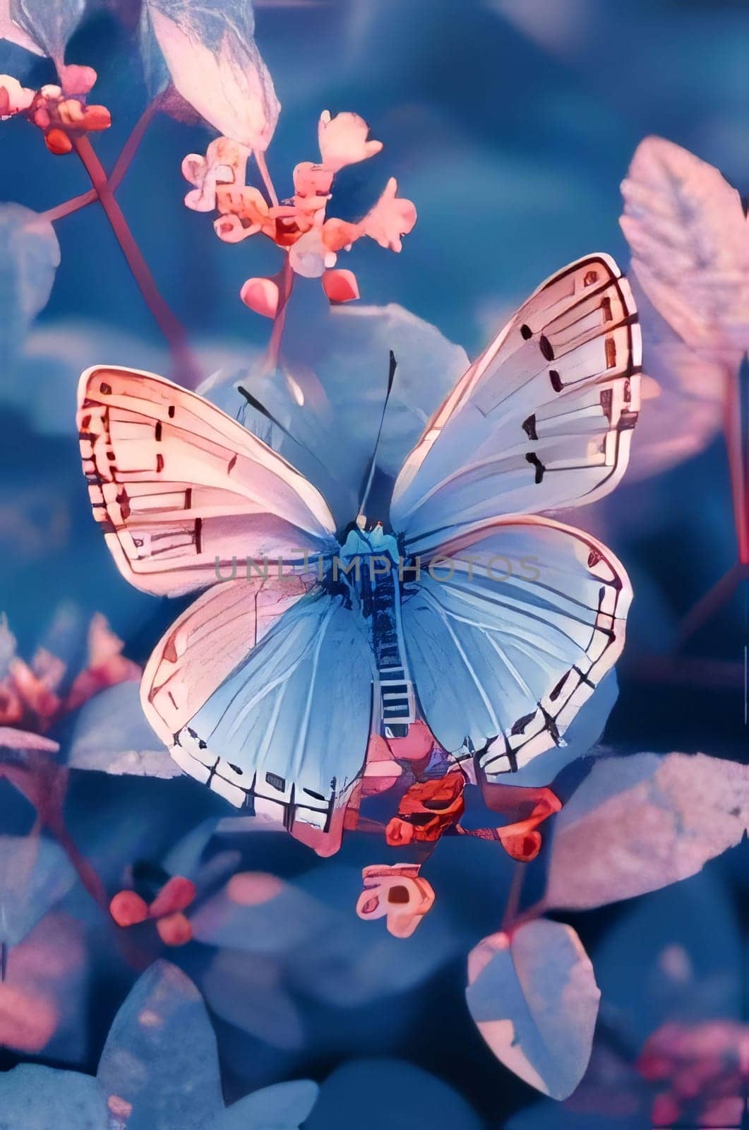 Beautiful blue butterfly on a light background. by ThemesS