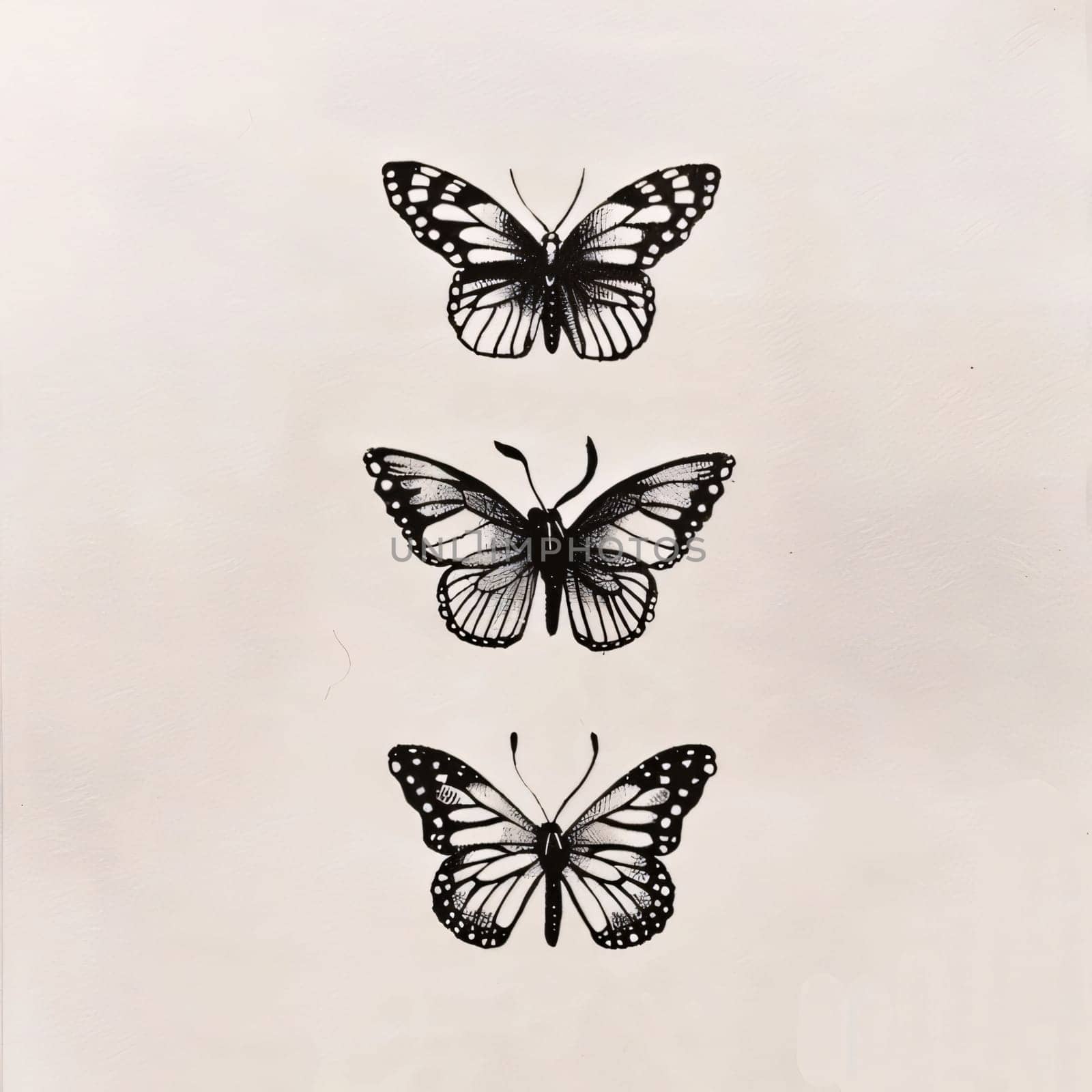 Beautiful spring illustration: butterflies on a white background, butterflies on a white background