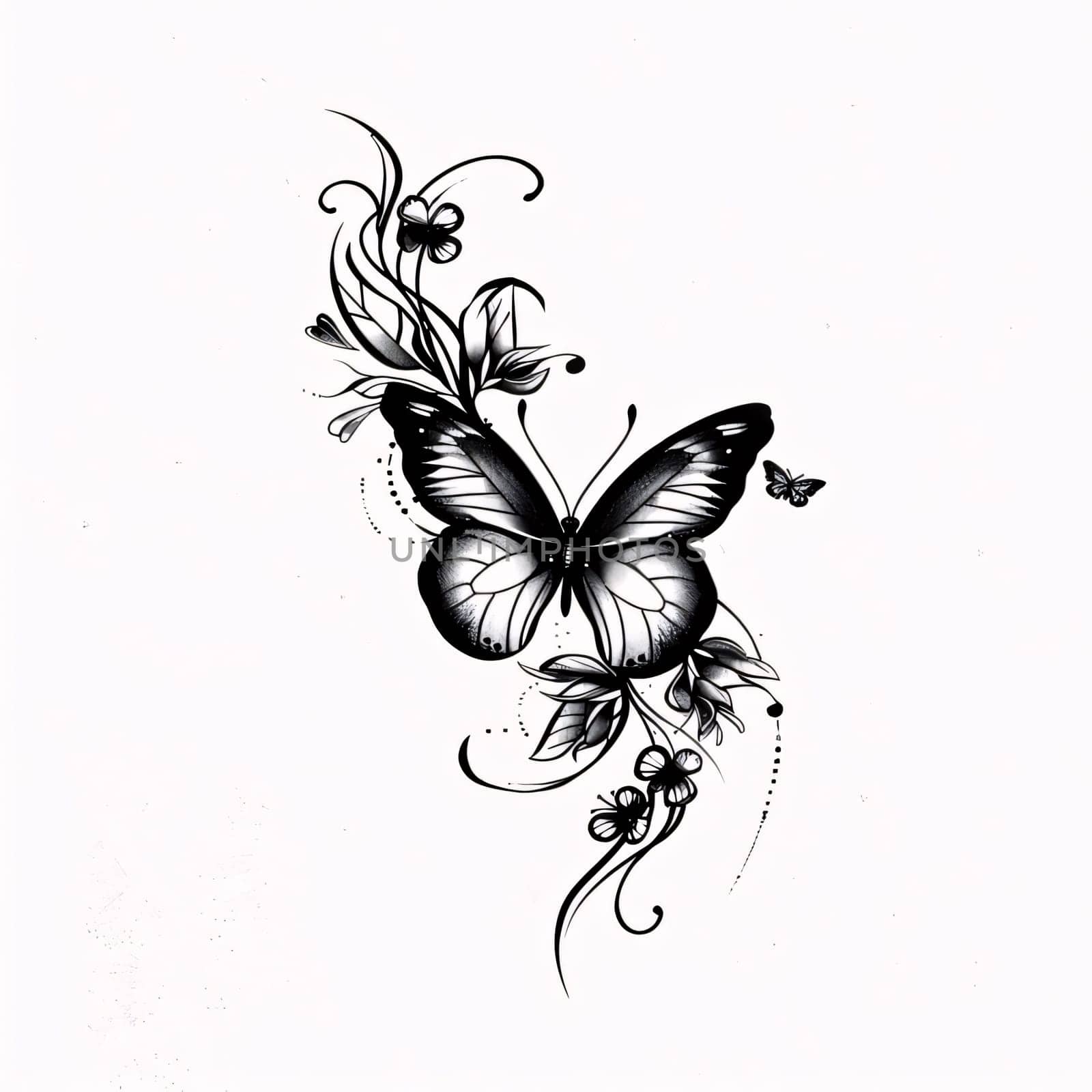 Beautiful spring illustration: butterflies design on a white background,watercolor,illustration