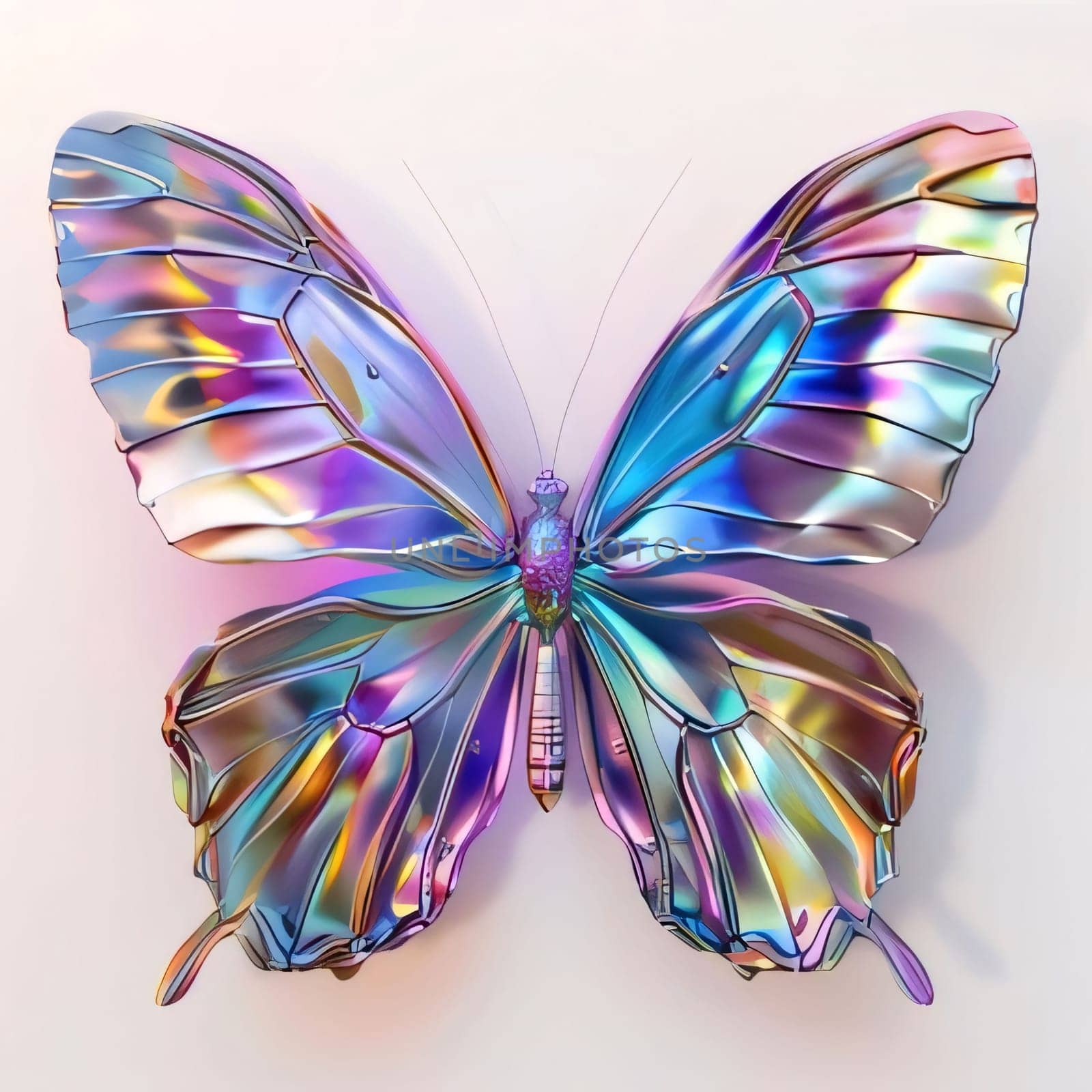Beautiful spring illustration: Colorful butterfly on a white background. 3d render illustration.