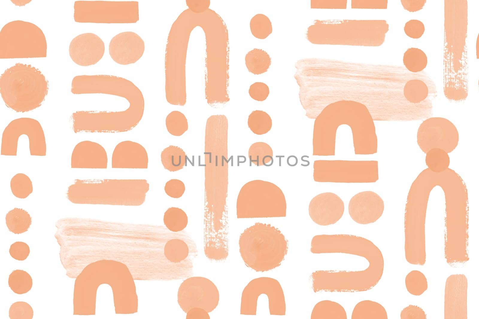 Boho style seamless geometric pattern in peach shades for textile