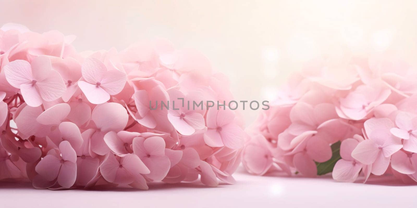 Bright pink tiny flower petals on a bright background with a ray of light. Flowering flowers, a symbol of spring, new life. A joyful time of nature waking up to life.