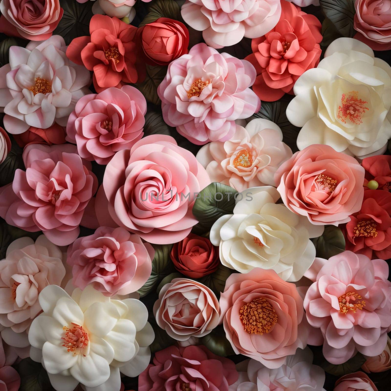 And the view from above of pink, red, white heads, flower petals. Flowering flowers, a symbol of spring, new life. A joyful time of nature waking up to life.