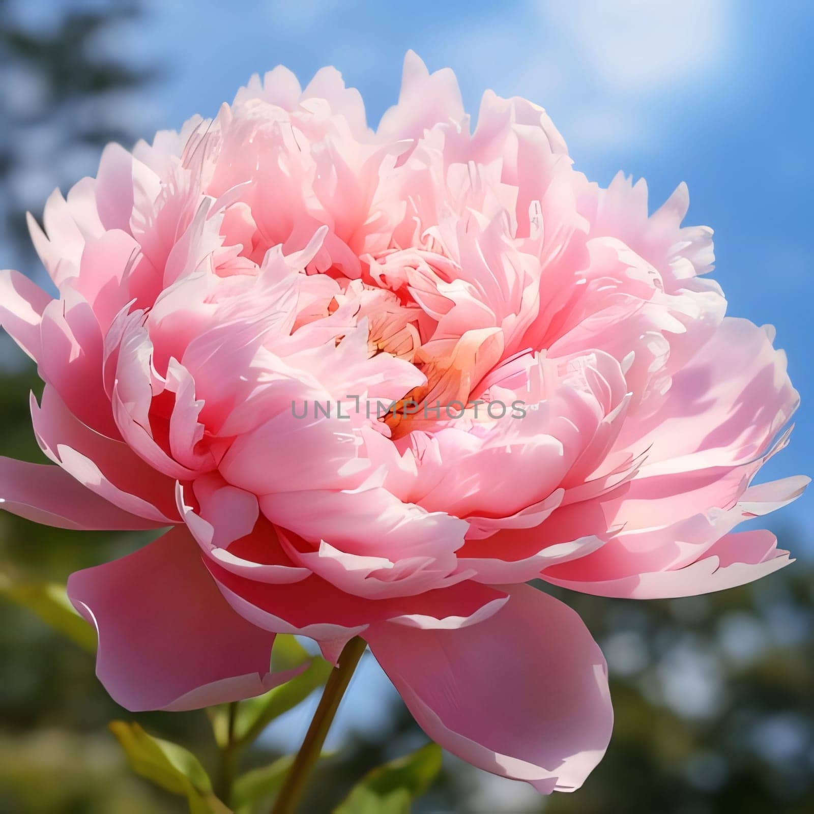 Close-up view of the petals of the peony flower. Flowering flowers, a symbol of spring, new life. A joyful time of nature waking up to life.