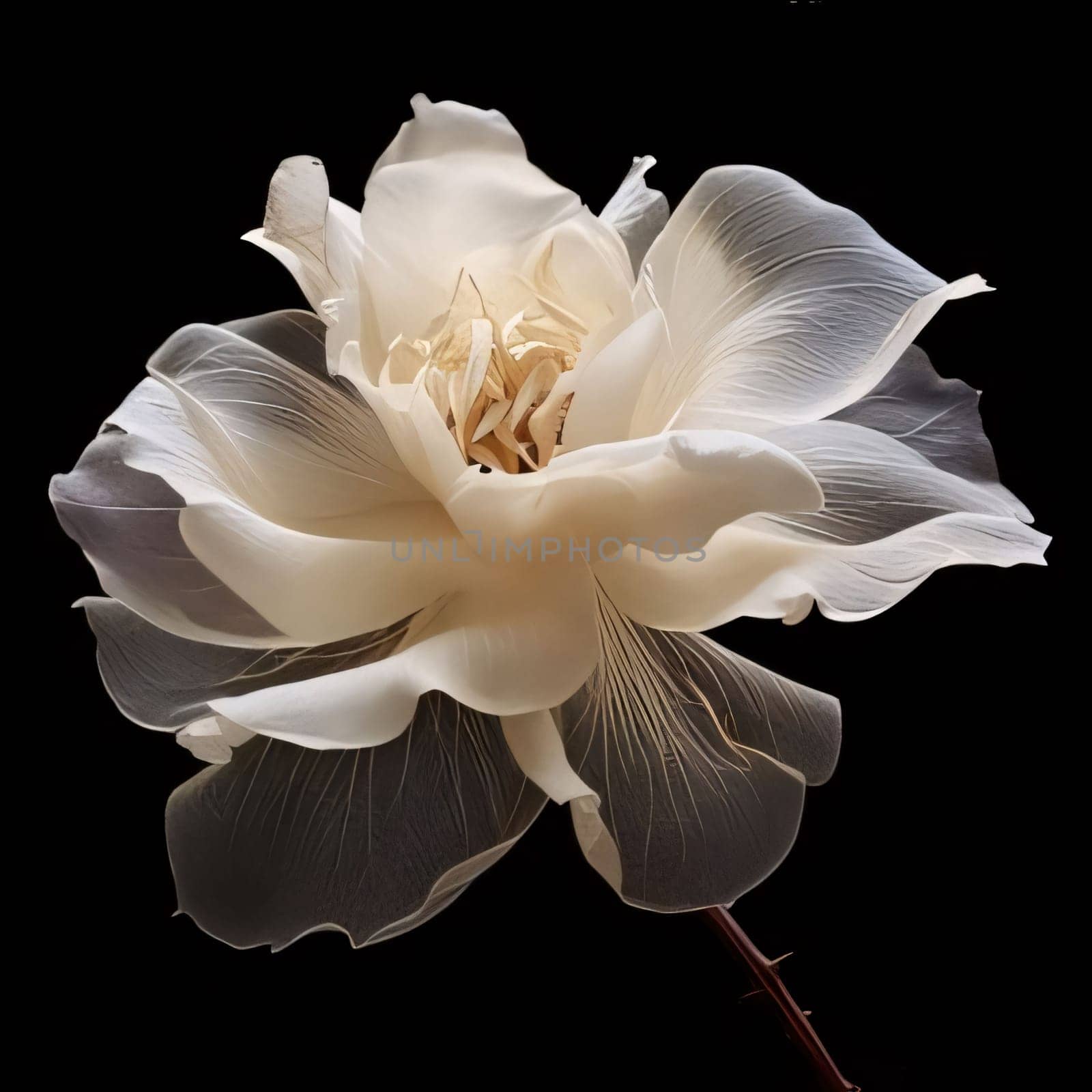 White magnolia flower isolated on black background. Flowering flowers, a symbol of spring, new life. A joyful time of nature waking up to life.