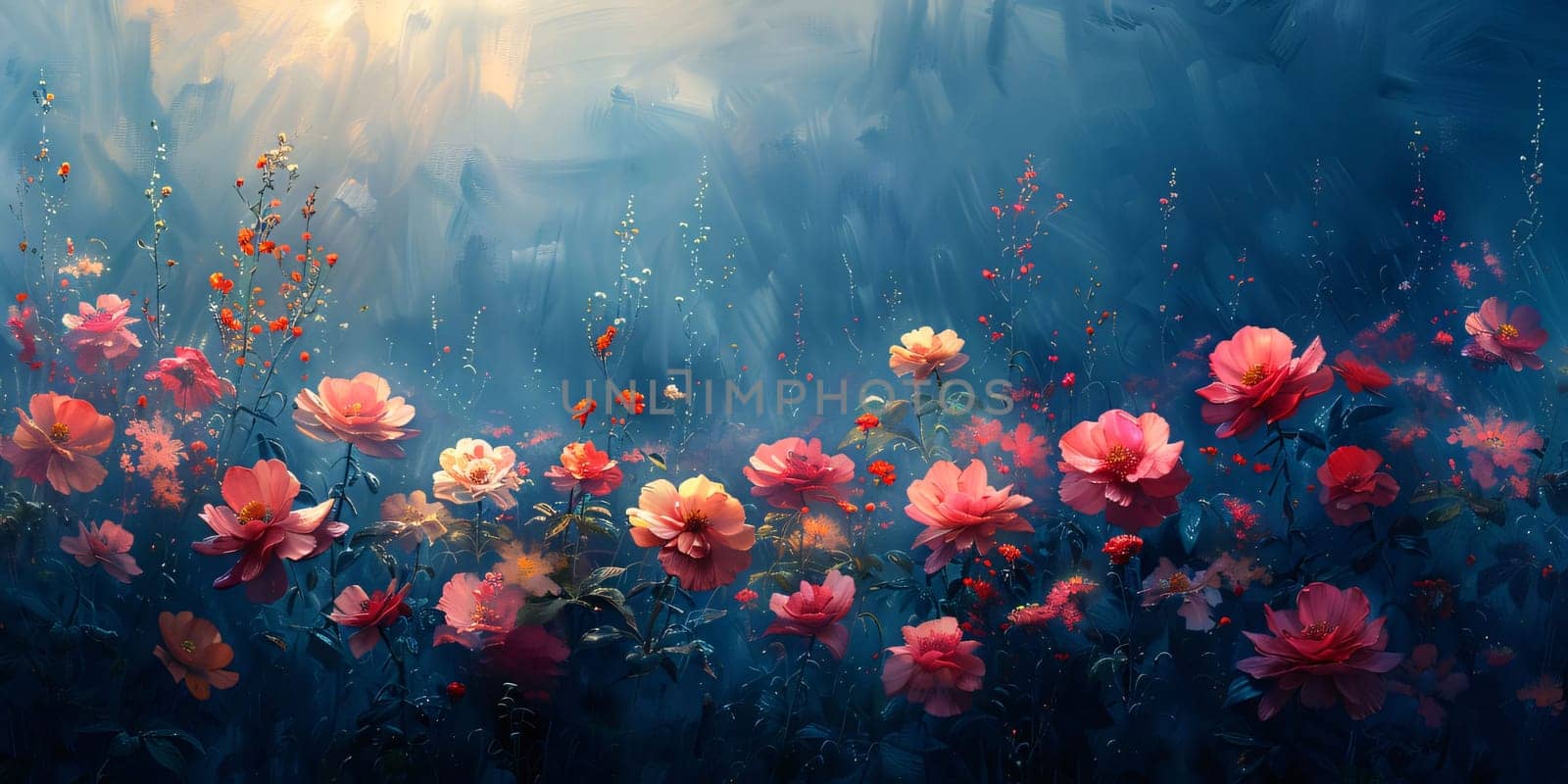 Red flowers, poppies on a dark background, banner with space for your own content. Flowering flowers, a symbol of spring, new life. A joyful time of nature waking up to life.